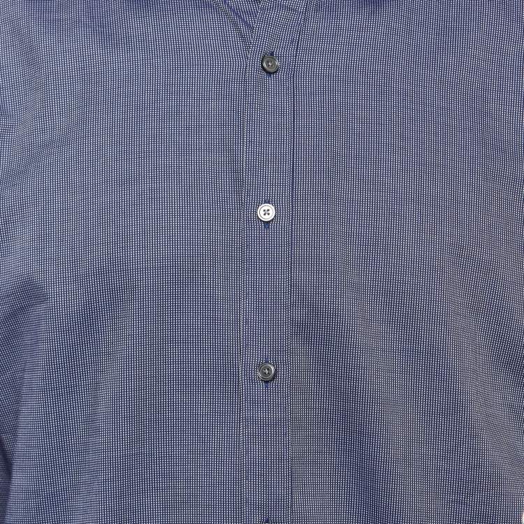 Pre Owned Boss By Hugo Boss Blue Ditsy Cotton Long Sleeve Shirt 4XL