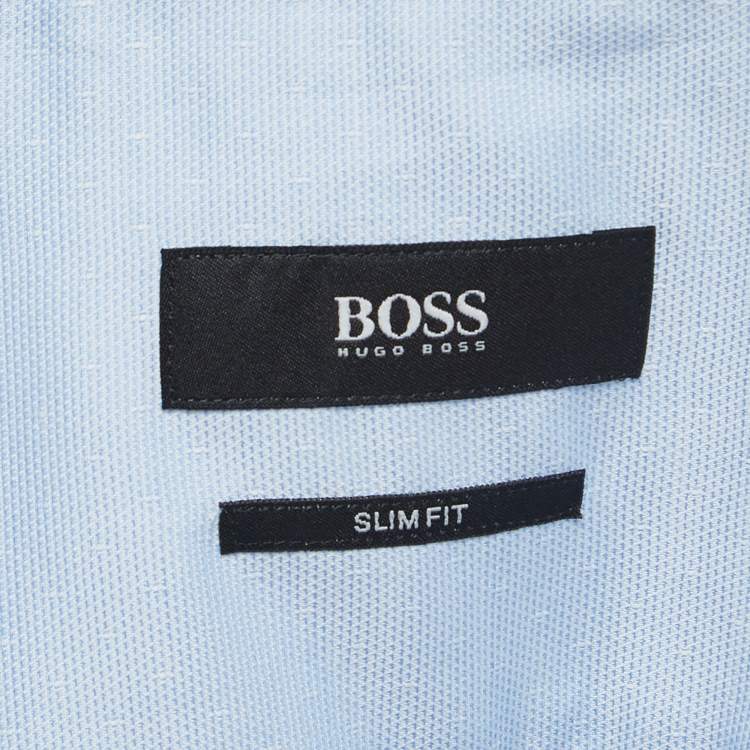 مملوكة مسبقًا Boss By Hugo Boss Blue Micro Ditsy Cotton Slim Fit Shirt XXL