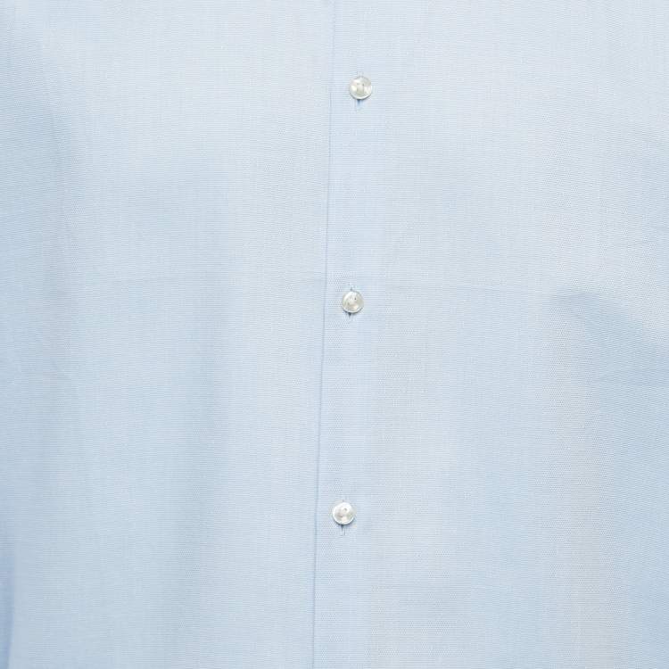 مملوكة م�سبقًا Boss By Hugo Boss Blue Micro Ditsy Cotton Slim Fit Shirt XXL