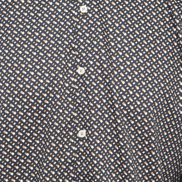 Pre Owned Boss By Hugo Boss  Multicolor Monogram Tencel Long Sleeve Shirt XL