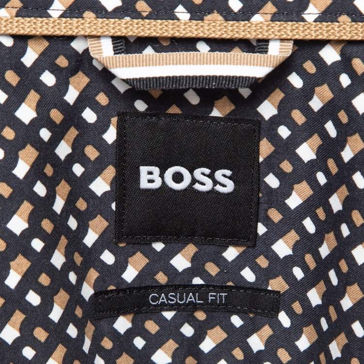 Pre Owned Boss By Hugo Boss  Multicolor Monogram Tencel Long Sleeve Shirt XL