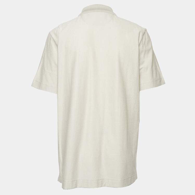 Pre Owned Boss By Hugo Boss Beige Textured Jersey Polo T-Shirt XXL