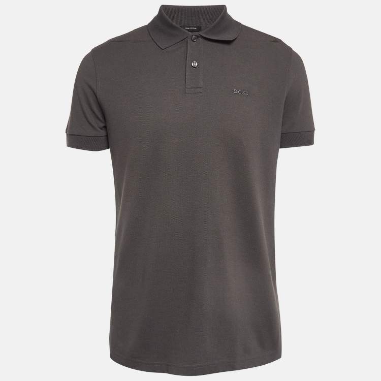 Pre Owned Boss By Hugo Boss Grey Pima Cotton Polo T-Shirt M