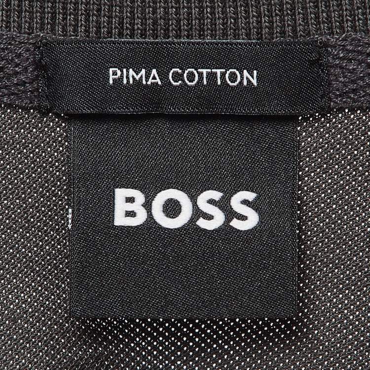 Pre Owned Boss By Hugo Boss Grey Pima Cotton Polo T-Shirt M