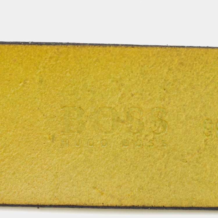 Pre Owned Boss By Hugo Boss Green Embossed Leather Buckle Belt 90 CM