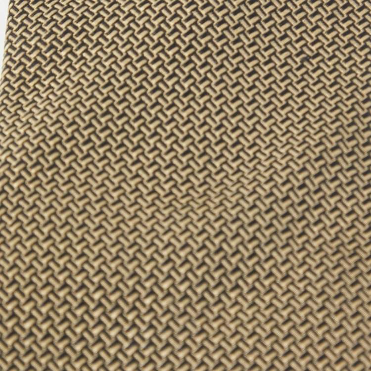 Pre Owned Boss By Hugo Boss Brown Patterned Silk Traditional Tie