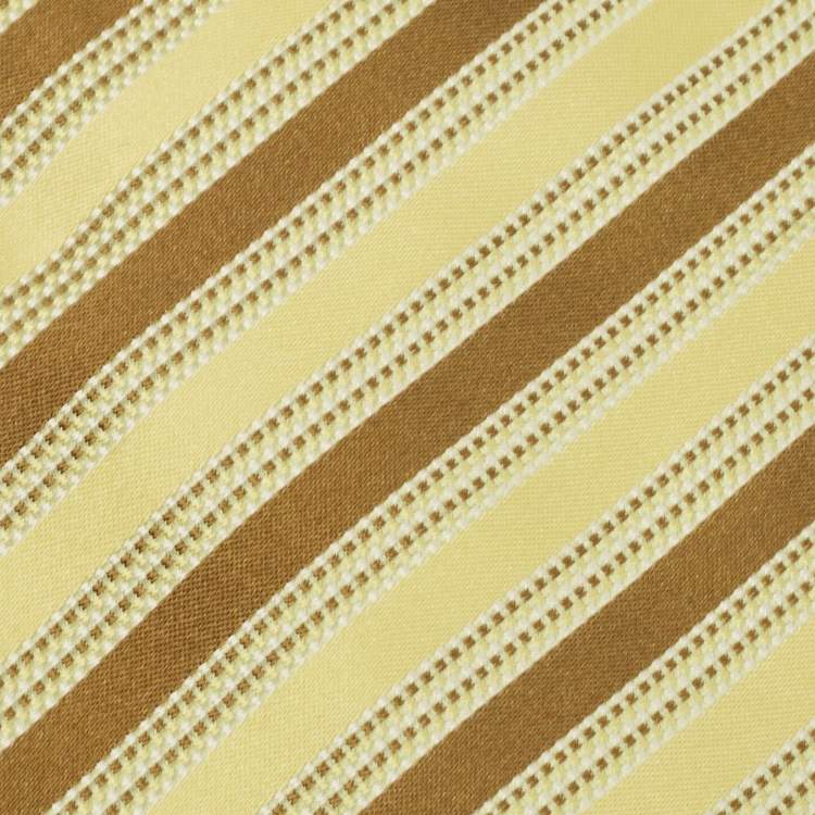 Pre Owned Boss by Hugo Boss Yellow Striped Jacquard Traditional Tie