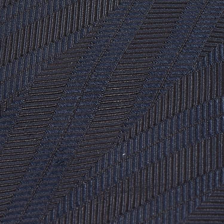 مملوكة مسبقًا Boss by Hugo Boss Navy Blue Jacquard Silk Skinny Tie 