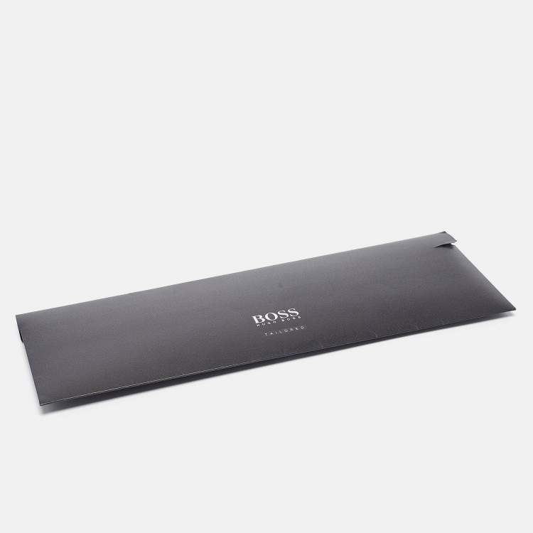 مملوكة مسبقًا Boss by Hugo Boss Navy Blue Jacquard Silk Skinny Tie 