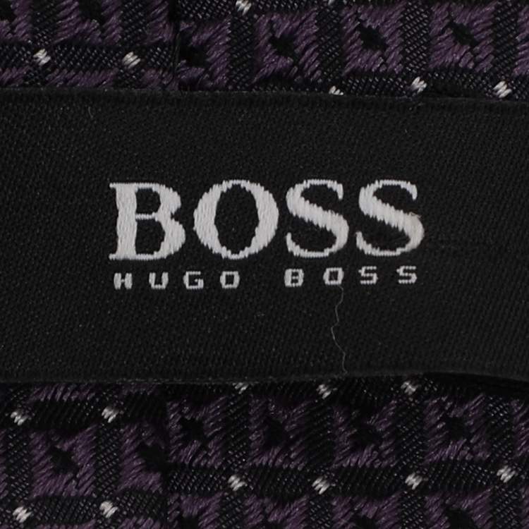 Pre Owned Boss By Hugo Boss Purple Jacquard Silk Tie