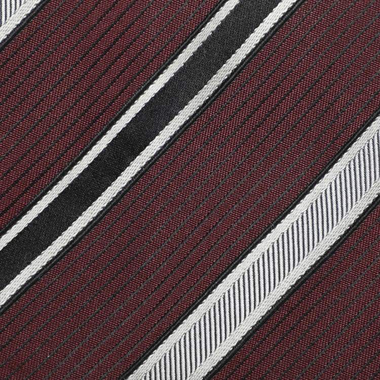 Pre Owned Boss By Hugo Boss Multicolor Diagonal Stripe Print Silk Tie