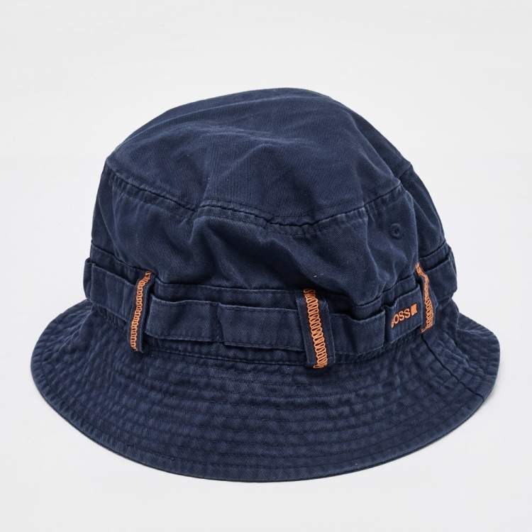 Pre Owned Boss By Hugo Boss Blue Cotton Bucket Hat S/M