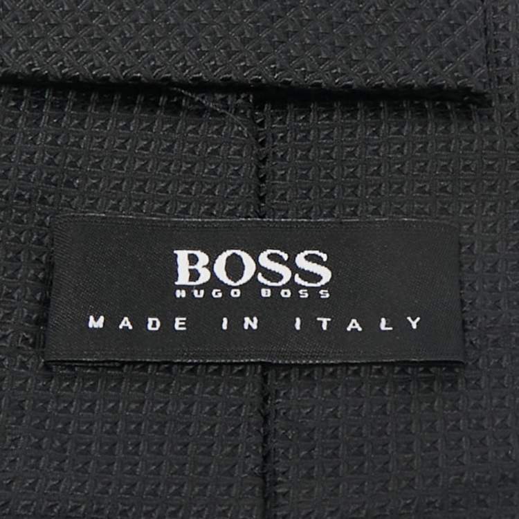 Pre Owned Boss By Hugo Boss Black Patterned Silk Tie 