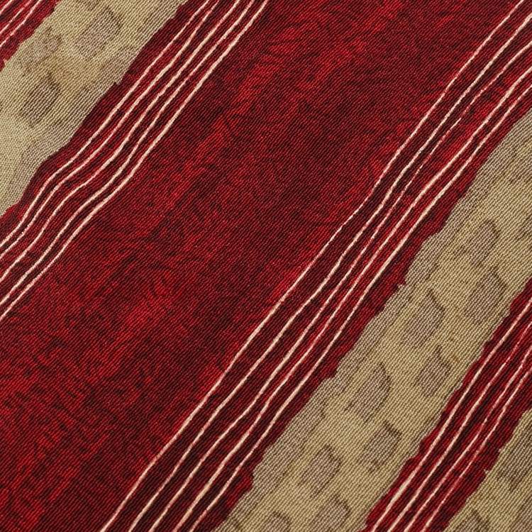 Pre Owned Boss By Hugo Boss Red/Beige Diagonal Print Silk Traditional Tie 