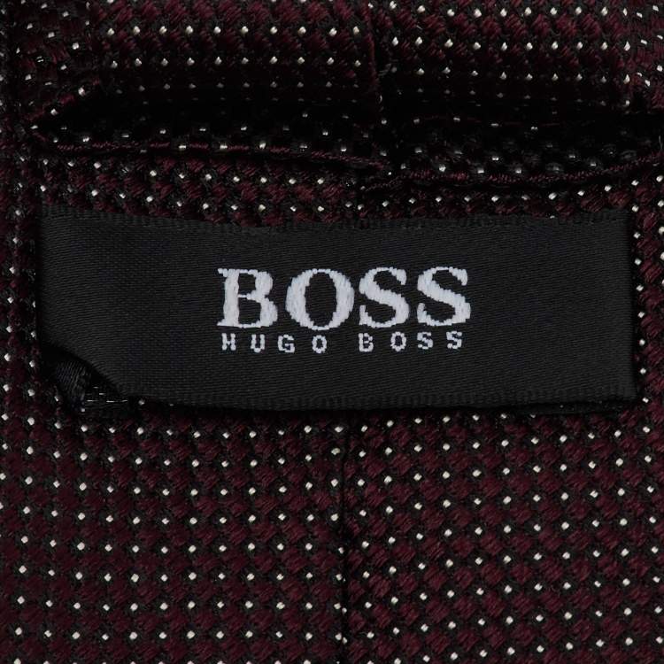 Pre Owned Boss By Hugo Boss Brown Jacquard Silk Tie