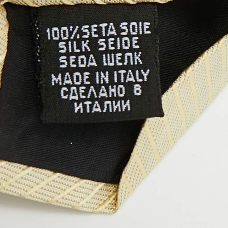 Pre Owned Boss By Hugo Boss Yellow Striped Silk Tie