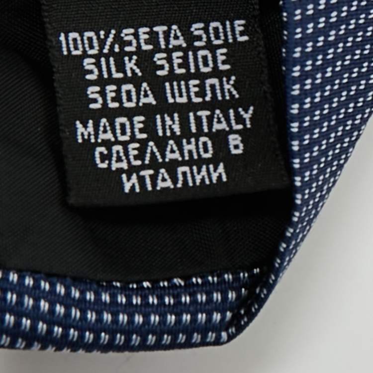 Pre Owned Boss By Hugo Boss Navy Blue Patterned Silk Tie