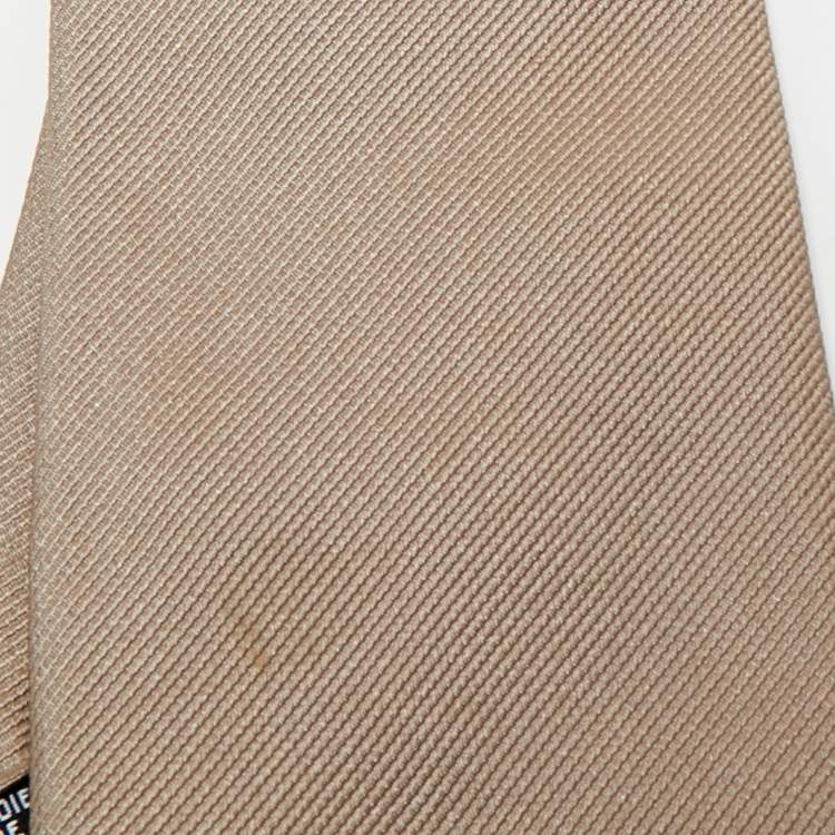 Pre Owned Boss By Hugo Boss Dark Beige Silk Tie
