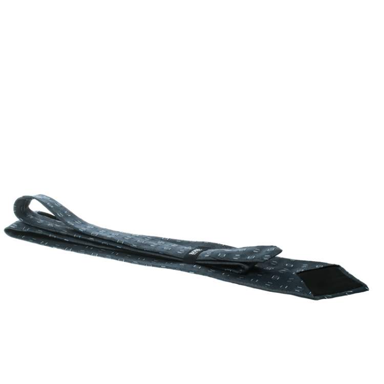 مملوكة مسبقًا Boss By Hugo Boss Grey Textured Silk Jacquard Traditional Tie