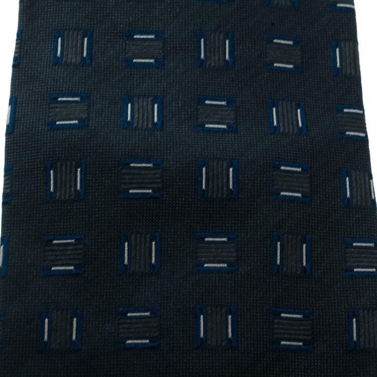 مملوكة مسبقًا Boss By Hugo Boss Grey Textured Silk Jacquard Traditional Tie