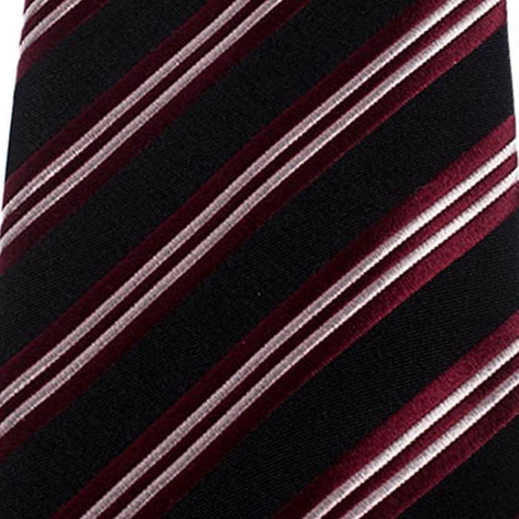 مملوكة مسبقًا Boss Selection by Hugo Boss Black Striped Silk Tie