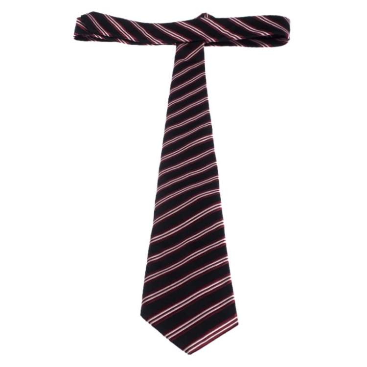 مملوكة مسبقًا Boss Selection by Hugo Boss Black Striped Silk Tie