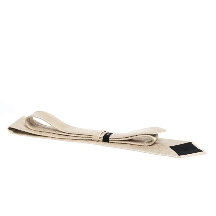 Pre Owned Boss By Hugo Boss Cream Check Pattern Jacquard Silk Tie 