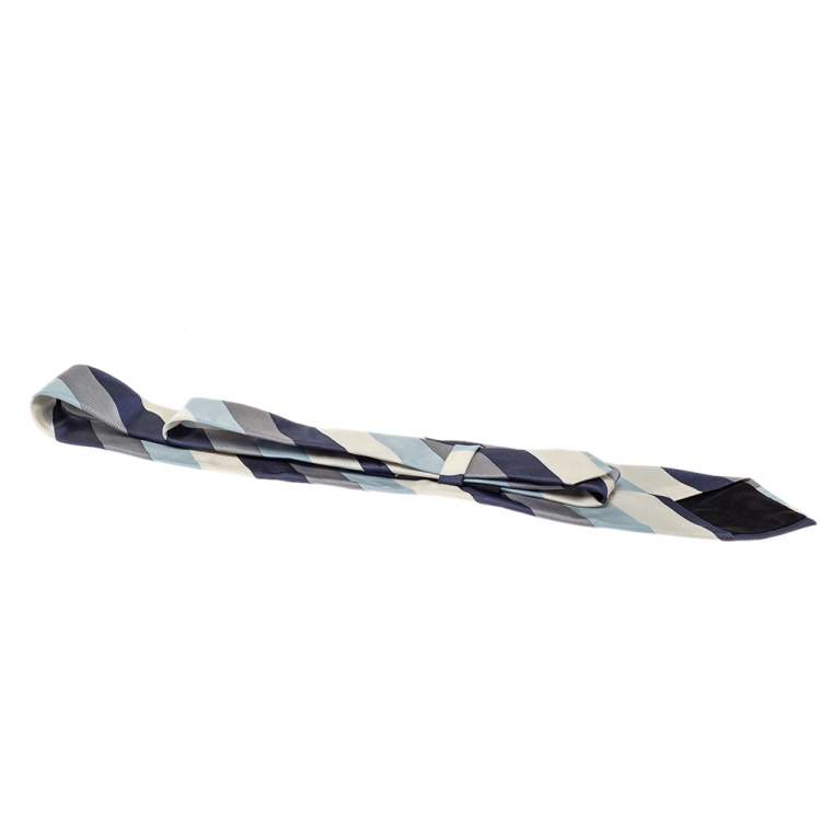 مملوكة مسبقًا Boss By Hugo Boss Blue Diagonal Patterned Silk Tie