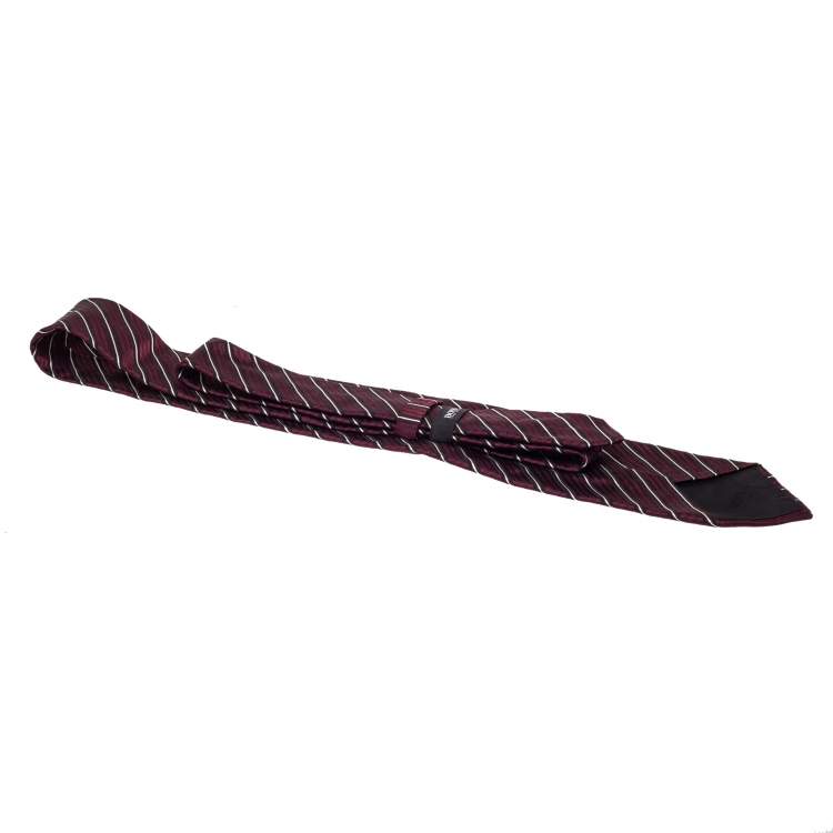 مملوكة مسبقًا Boss By Hugo Boss Maroon Diagonal Striped Silk Tie 