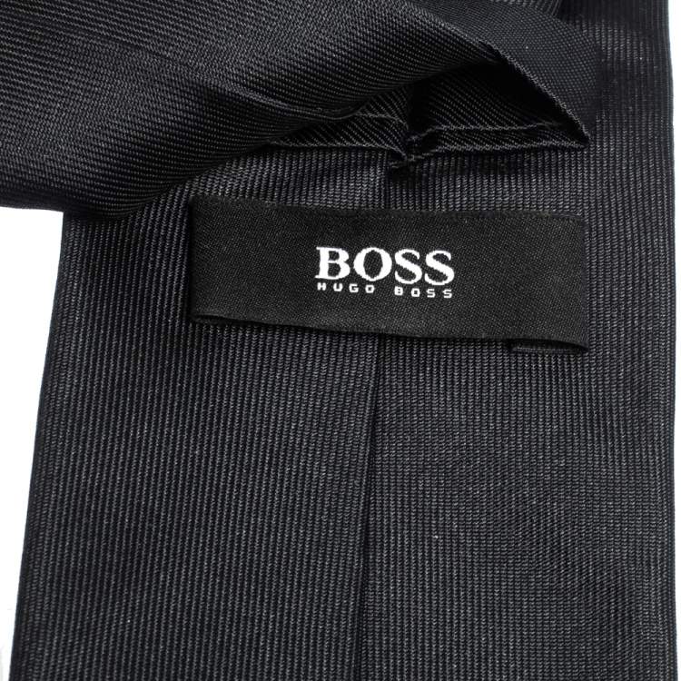 مملوكة مسبقًا Boss By Hugo Boss Black & Grey Vertical Stripe Silk Tie 