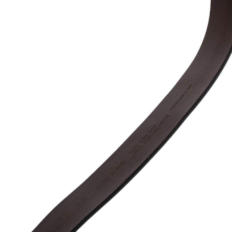 Pre Owned Hugo Boss Brown Leather Buckle Belt 95CM