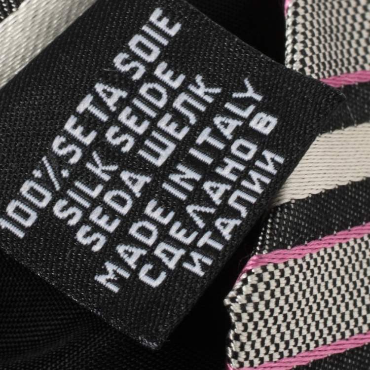 Pre Owned Boss By Hugo Boss White Diagonal Striped Silk Tie