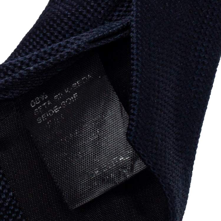 Pre Owned Boss By Hugo Boss Navy Blue Cotton Silk Tie
