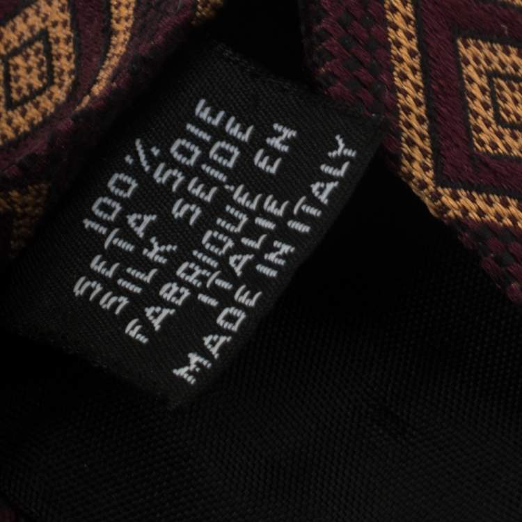 Pre Owned Boss By Hugo Boss Burgundy Square Patterned Silk Jacquard Traditional Tie