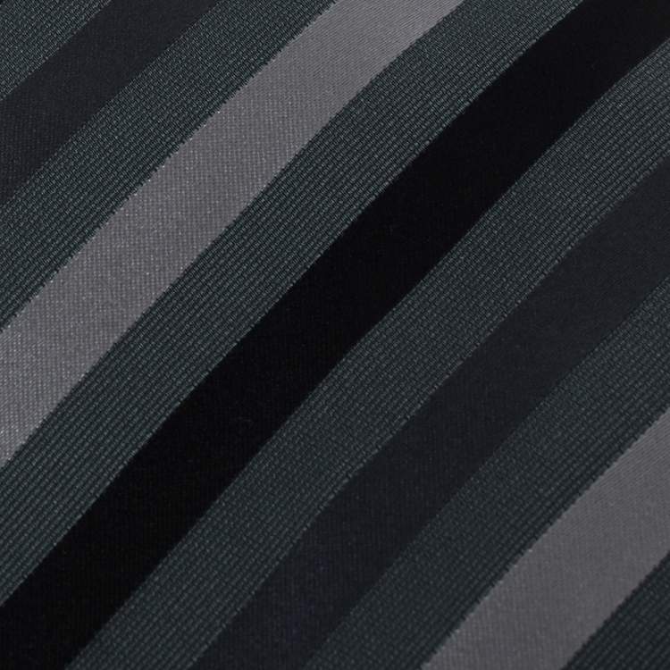 Pre Owned Boss By Hugo Boss Dark Grey Diagonal Striped Silk Tie