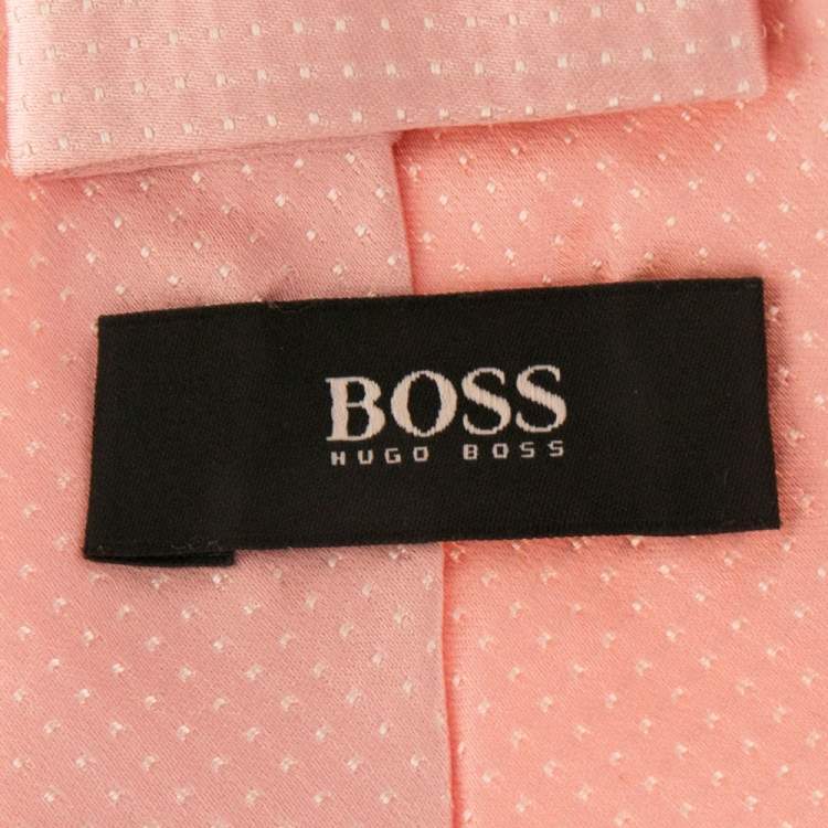 Pre Owned Boss By Hugo Boss Pink Jacquard Silk Tie