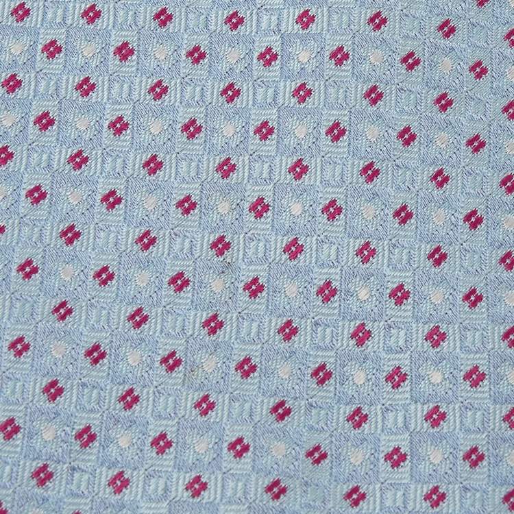 Pre Owned Boss By Hugo Boss Light Blue Jacquard Patterned Silk Tie