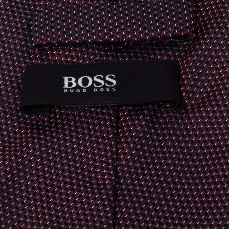 مملوكة مسبقًا Boss By Hugo Boss Purple & Black Jacquard Silk Tie