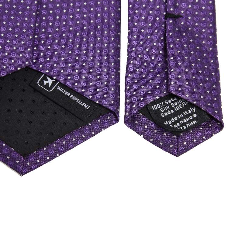 Pre Owned Boss By Hugo Boss Purple Water Repellent Jacquard Silk Tie