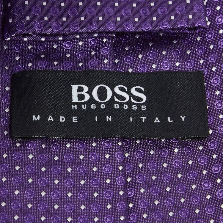 Pre Owned Boss By Hugo Boss Purple Water Repellent Jacquard Silk Tie