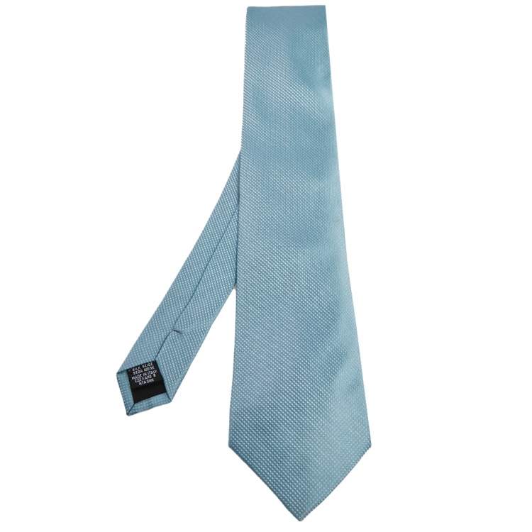 Pre Owned Boss By Hugo Boss Blue Patterned Silk Jacquard Tie