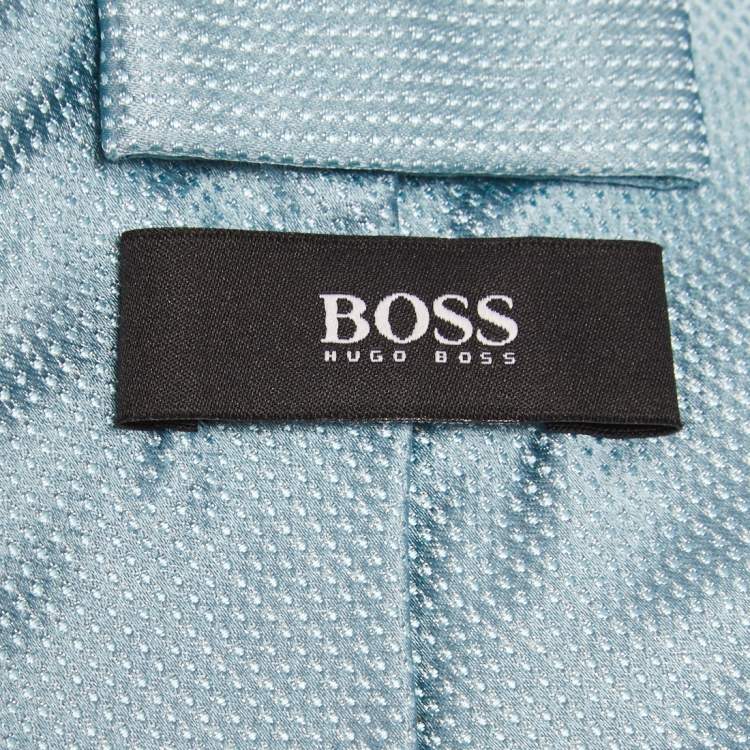 Pre Owned Boss By Hugo Boss Blue Patterned Silk Jacquard Tie