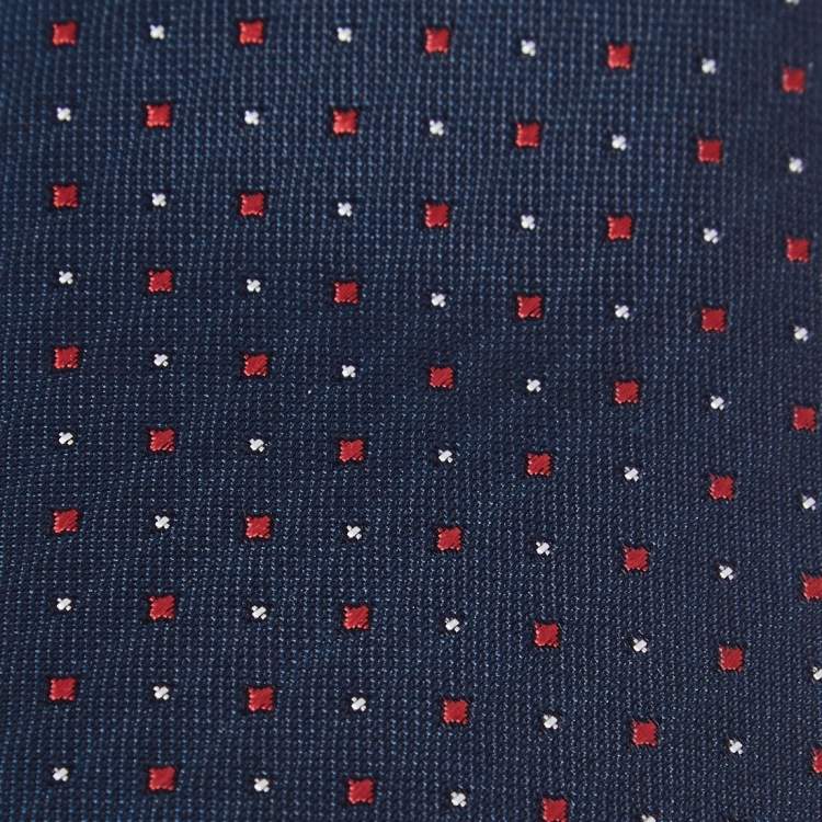 Pre Owned Boss By Hugo Boss Navy Blue Jacquard Silk Skinny Tie