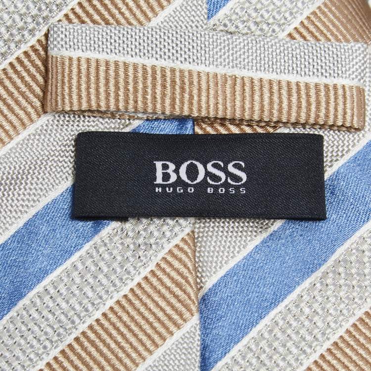 Pre Owned Boss By Hugo Boss Multicolor Striped Silk Jacquard Tie