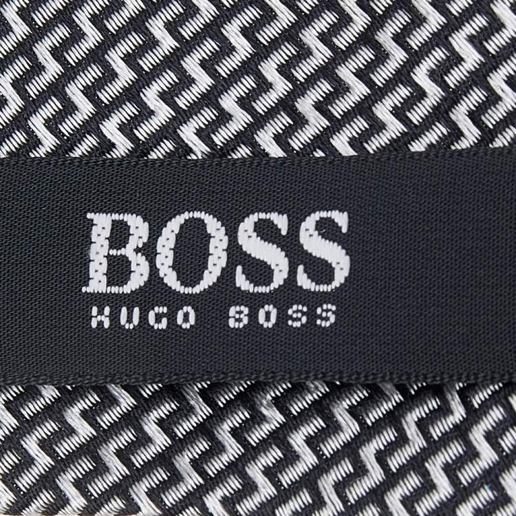 Pre Owned Boss By Hugo Boss Monochrome Jacquard Silk Tie