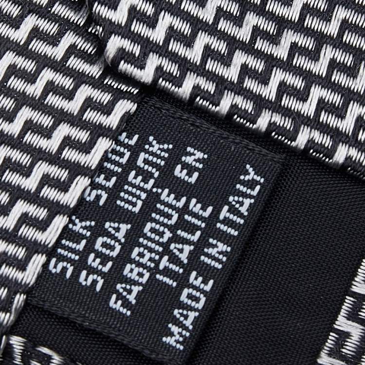 Pre Owned Boss By Hugo Boss Monochrome Jacquard Silk Tie