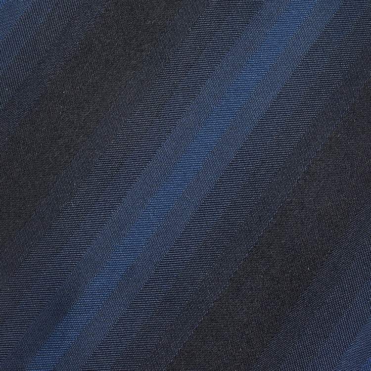 Pre Owned Boss By Hugo Boss Black & Blue Striped Silk Tie