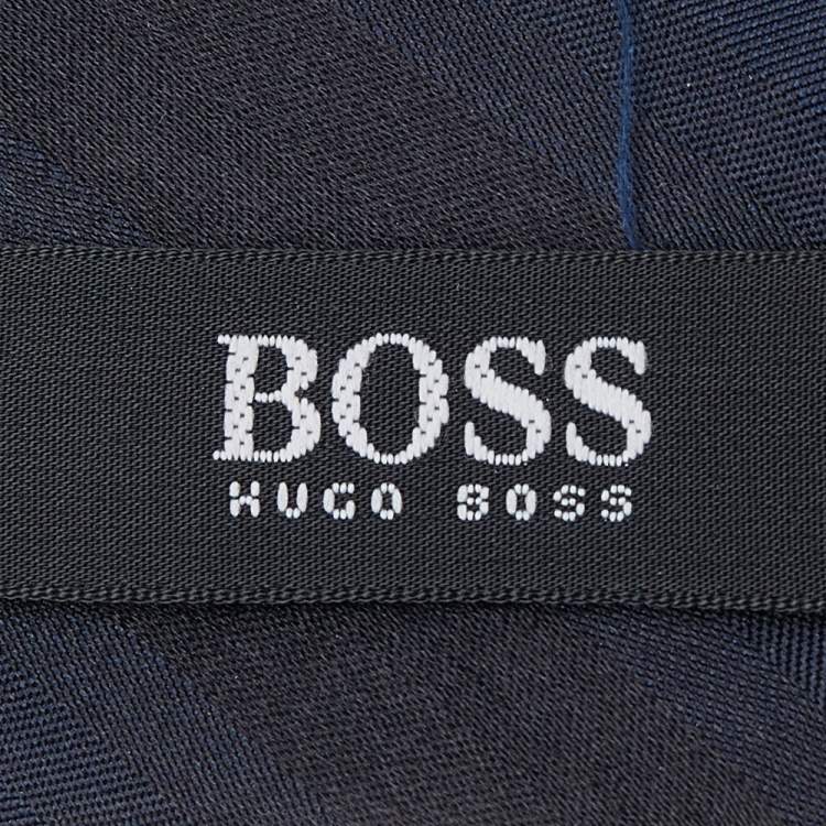 Pre Owned Boss By Hugo Boss Black & Blue Striped Silk Tie