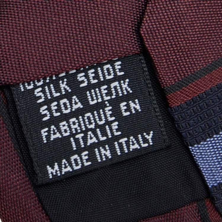 Pre Owned Boss By Hugo Boss Burgundy Striped Silk Tie