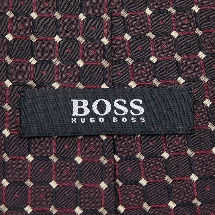 مملوكة مسبقًا Boss By Hugo Boss Two Tone Square Patterned Silk Jacquard Tie